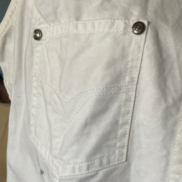 Harley-Davidson White Denim Vest with Red and Black Graphic - Picture 5 of 10